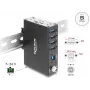 Delock Industrial Hub 4x USB 5 Gbps Type-A with 8 kV ESD Protection and DIN Rail Mounting