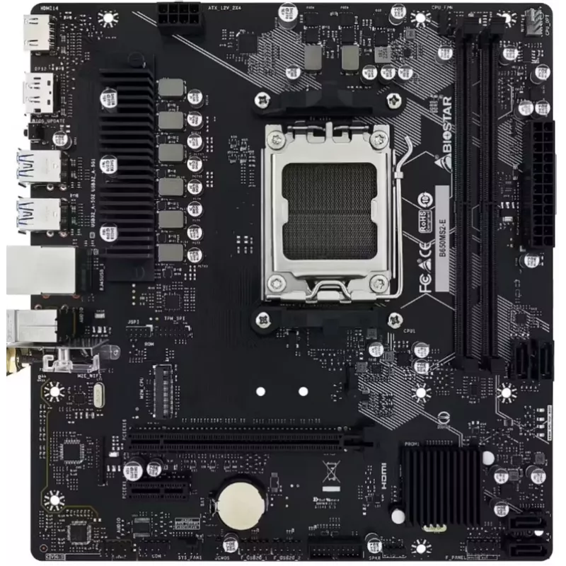 BIOSTAR B650MS2-E Motherboard, AMD AM5, DDR5, Micro ATX