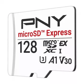 PNY 128GB microSDXC Express Card UHS-I U3 V30 A1 with SD Adapter