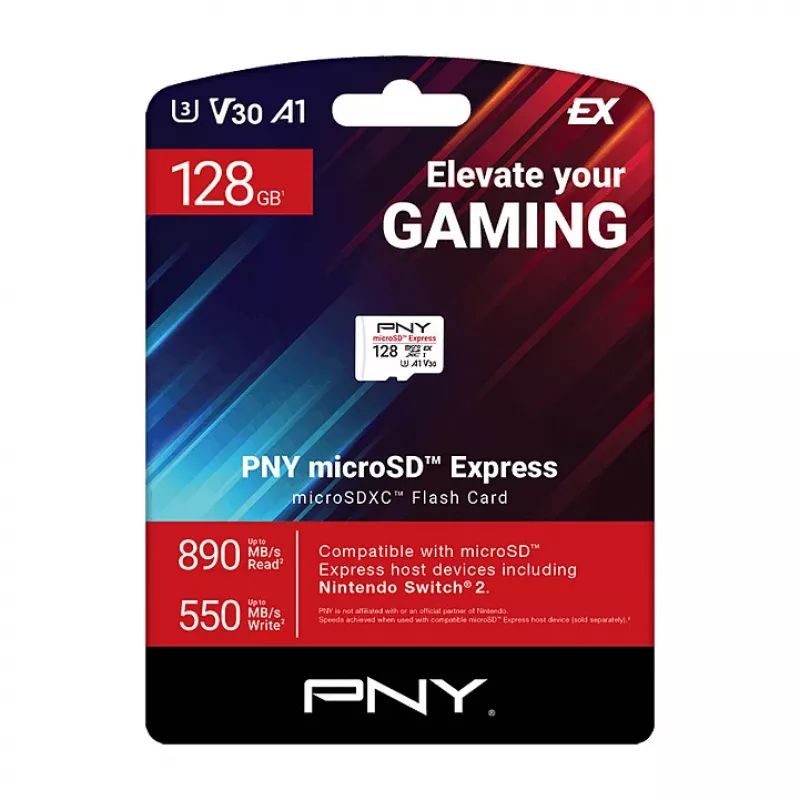PNY 128GB microSDXC Express Card UHS-I U3 V30 A1 with SD Adapter