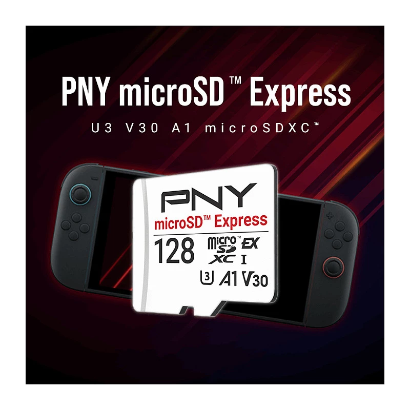 PNY 128GB microSDXC Express Card UHS-I U3 V30 A1 with SD Adapter