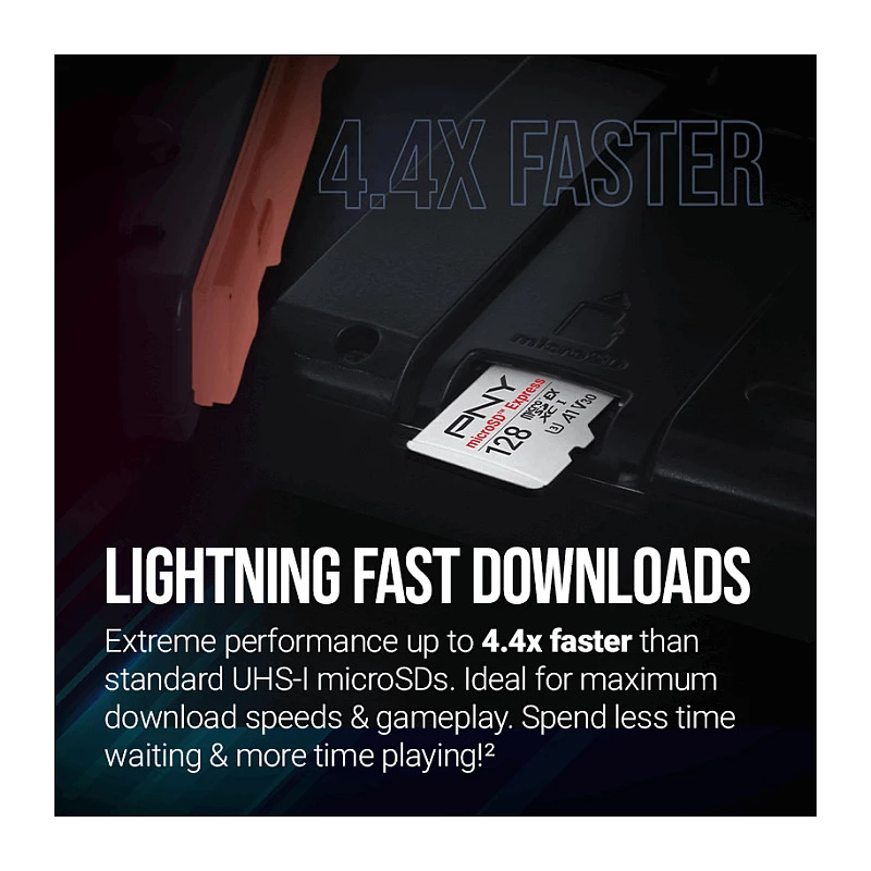 PNY 128GB microSDXC Express Card UHS-I U3 V30 A1 with SD Adapter