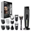 Braun MGK7491 17-in-1 Multi-Grooming Style Kit, Black/Silver, Cordless, Li-Ion, 100 min Runtime