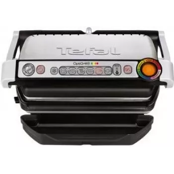 Tefal OptiGrill+ GC712D12 Electric Contact Grill, 2000W, 6 Automatic Programs, Silver/Black