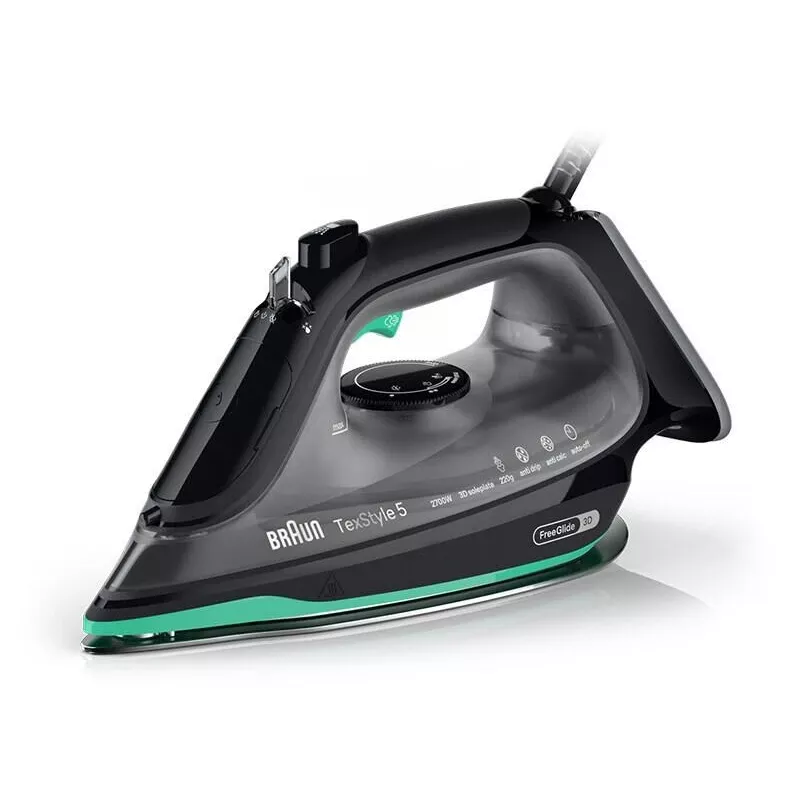 Braun TexStyle 5 SI5277GR Steam Iron - 2700W, EloxalPlus Soleplate, Black/Green