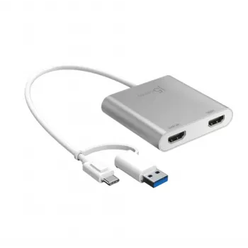 j5create JCA365-N USB-C to Dual HDMI Multi-Monitor Adapter - 3.2 Gen 1 - USB-A & USB-C - 4K 60Hz
