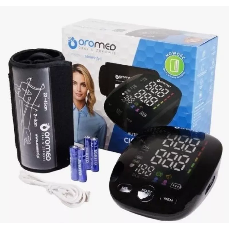 ORO-N12 SMART Upper Arm Blood Pressure Monitor with USB, Voice Function, and Backlit LCD
