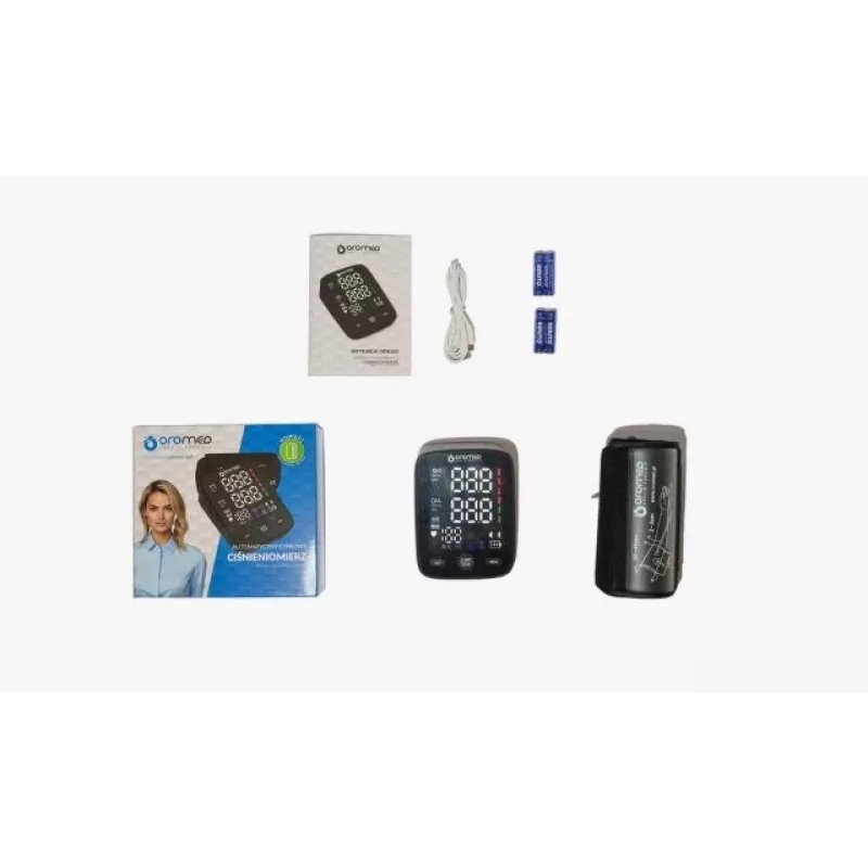 OROMED ORO-N13 COMPACT Upper Arm Blood Pressure Monitor with USB-C, Universal Cuff 22-42 cm, 2x90 Memories, WHO Indicator, Irregular Heartbeat Detection