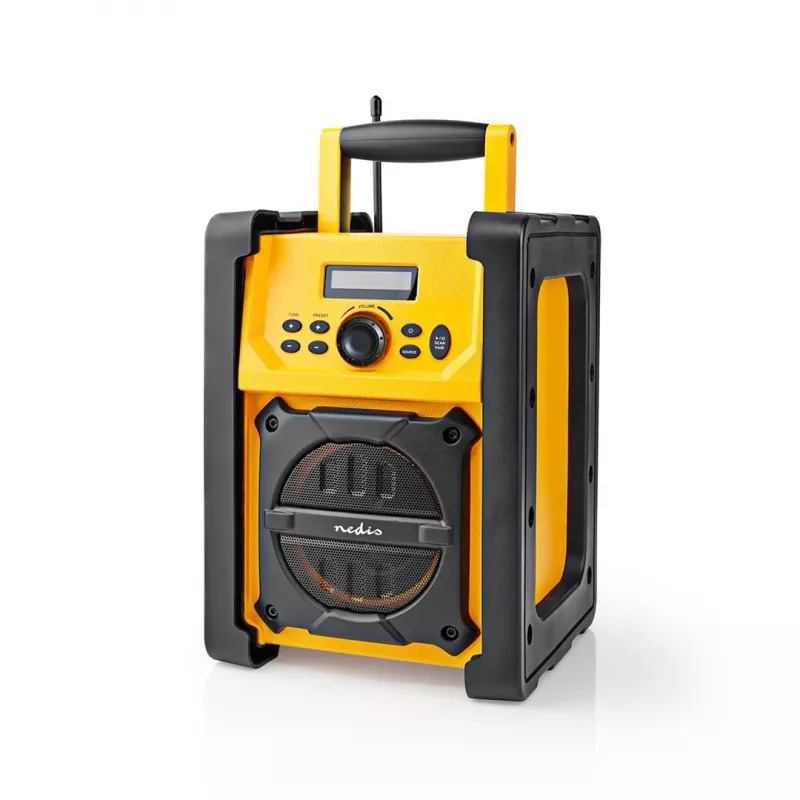 Nedis FM Radio RDFM3100YW - Portable FM Radio with Bluetooth and AUX, IPX5, Yellow