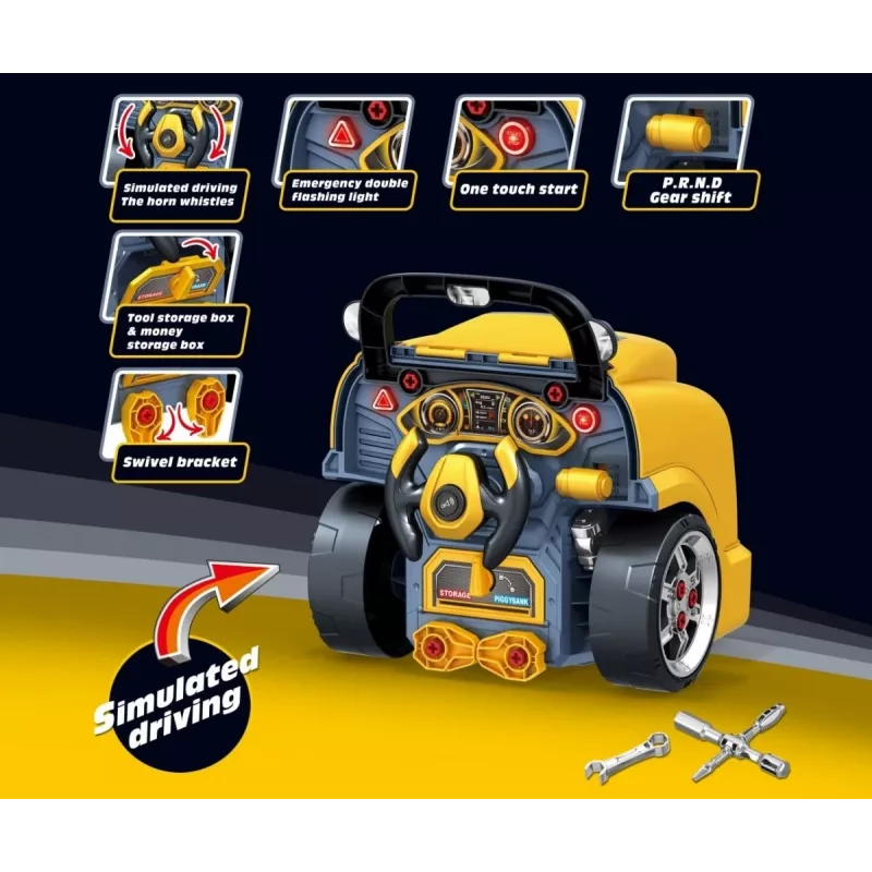 MILLY MALLY Mechanic Workshop Set with Disassembled Engine N-Gine Yellow