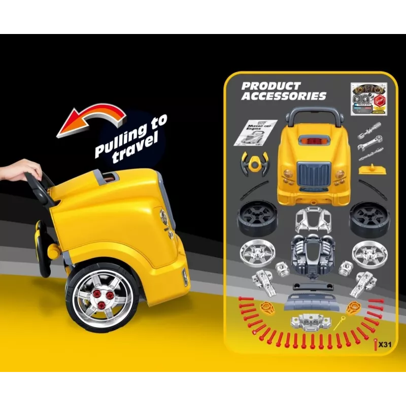 MILLY MALLY Mechanic Workshop Set with Disassembled Engine N-Gine Yellow