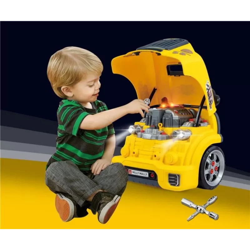 MILLY MALLY Mechanic Workshop Set with Disassembled Engine N-Gine Yellow