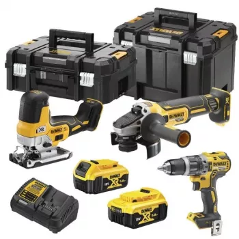 DEWALT DCK329P2T-QW 18V XR Cordless Combo Kit: 2-Speed Impact Drill & Angle Grinder with 2x 5.0Ah Batteries, Charger & T-STAK II Case