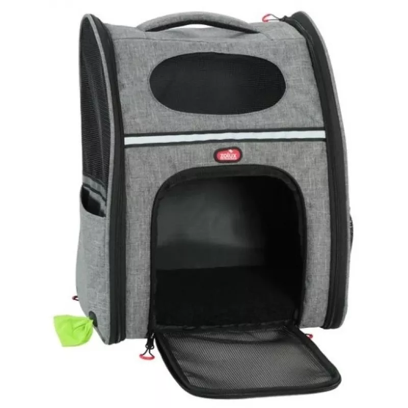 ZOLUX Nomad Pet Carrier Backpack for Dogs and Cats, 32x25x42 cm, Grey/Black