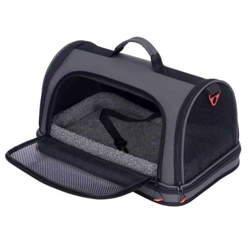 ZOLUX Nomad L Reinforced Pet Carrier Bag for Dogs and Cats, Black, 50x32x29 cm