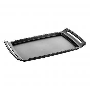 Staub Rectangular Cast Iron Roasting Pan with Lid, Black, Induction Compatible, 38 cm