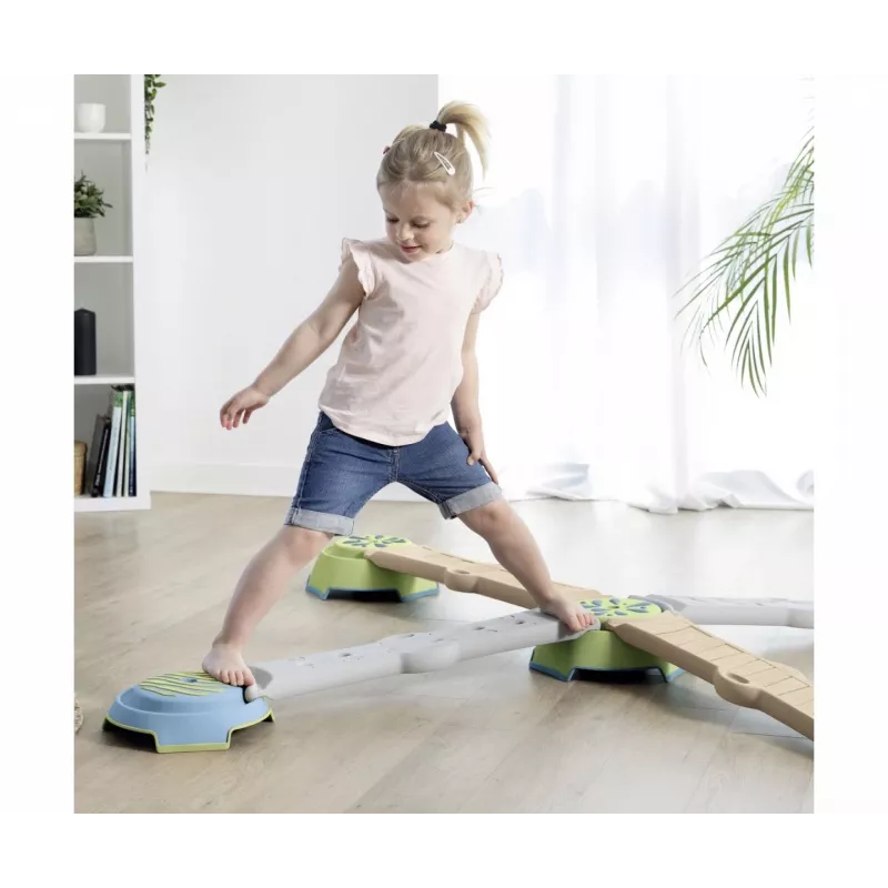 Smoby Life Balance Beam Set for Children - 10-Piece Modular Balancing Course with Stepping Stones, Indoor/Outdoor, Ages 2+