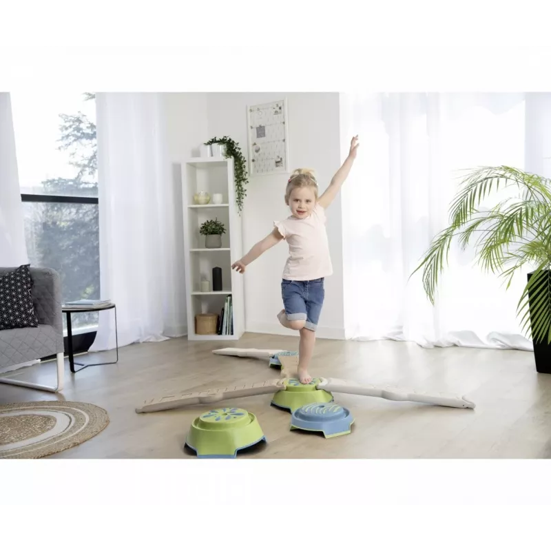 Smoby Life Balance Beam Set for Children - 10-Piece Modular Balancing Course with Stepping Stones, Indoor/Outdoor, Ages 2+