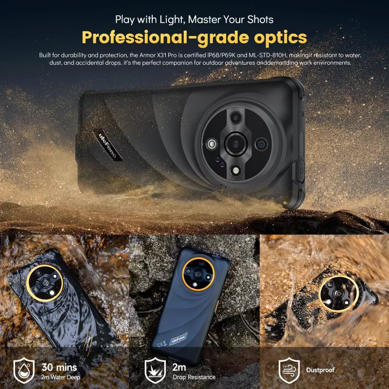 ULEFONE Armor X31 Pro 4G Rugged Smartphone, 5.45 inch HD+, 8GB RAM, 256GB Storage, 5200mAh, IP68/IP69K, Orange