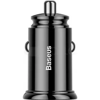 Baseus Circular PD QC4.0+ 30W Car Charger with Dual Ports (USB-C + USB-A) - Black