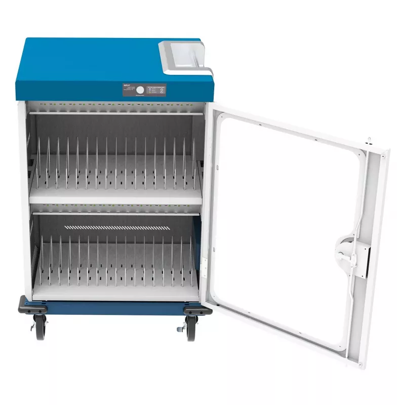 GoodConnections GEMMA T32C Tablet Charging Cart USB-C 18W per Port PD3.0 QC3.0 White/Blue