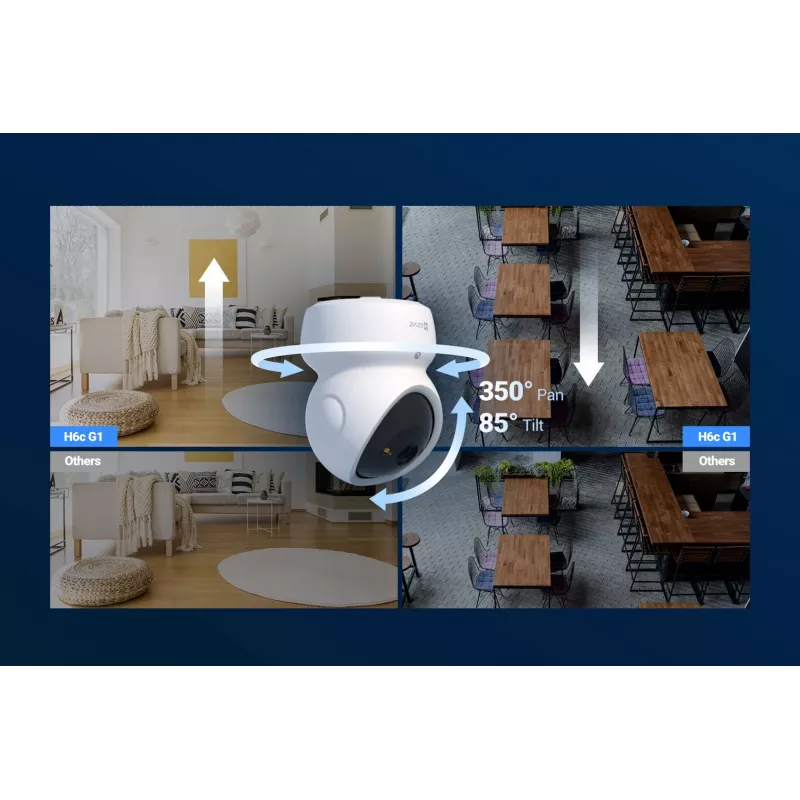 EZVIZ H6c G1 4K Spherical IP Security Camera Indoor, 4K UHD, 3840x2160, Wi-Fi, Ethernet, Night Vision, Two-Way Audio, AI Detection, Ceiling/Wall/Desk Mount