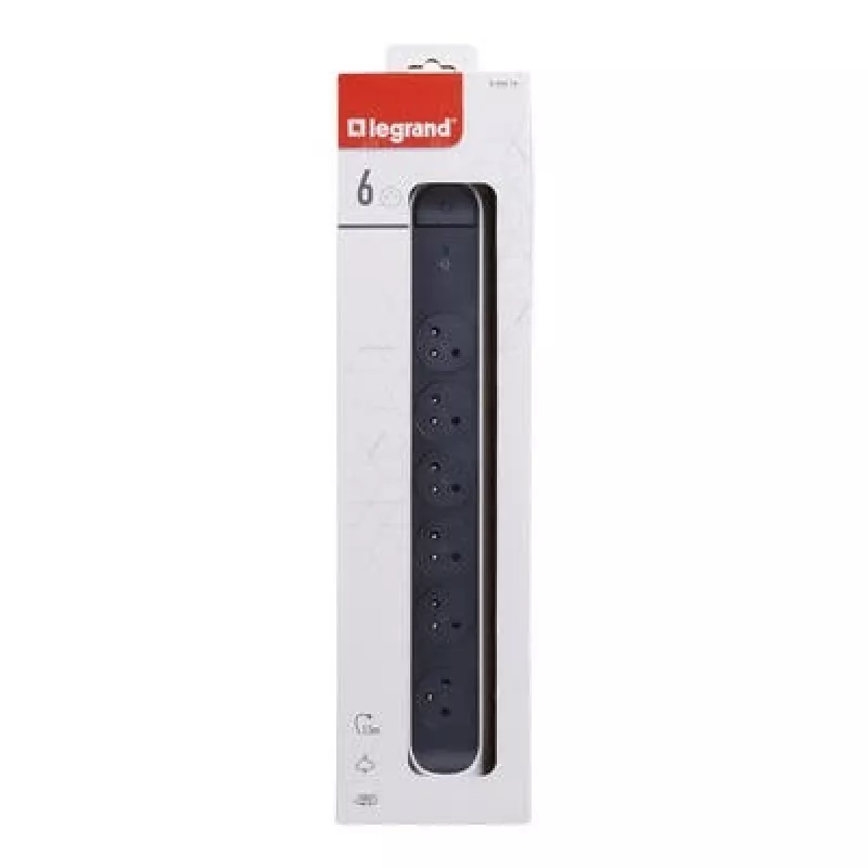 Legrand Surge Protected Extension Lead 6x Type F Sockets 1.5m White/Black