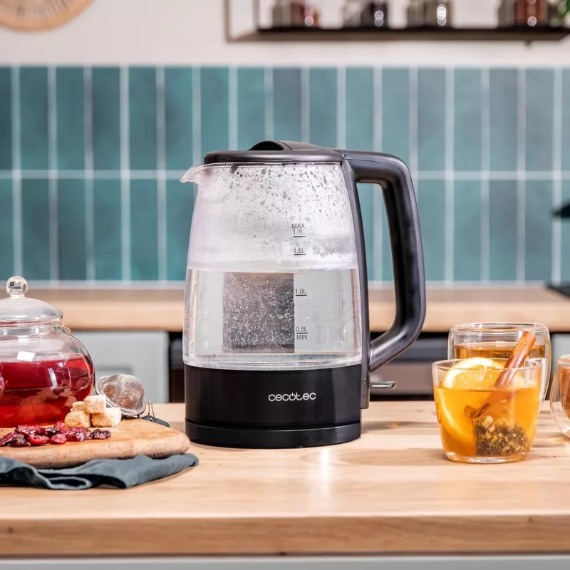 Cecotec ThermoSense 320 Clear Electric Kettle 2200 W 1.7 L Glass Black/Transparent