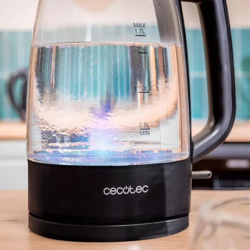 Cecotec ThermoSense 320 Clear Electric Kettle 2200 W 1.7 L Glass Black/Transparent