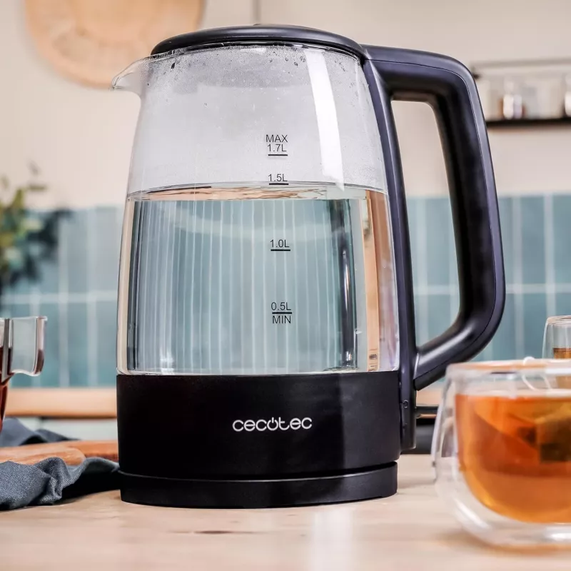 Cecotec ThermoSense 320 Clear Electric Kettle 2200 W 1.7 L Glass Black/Transparent