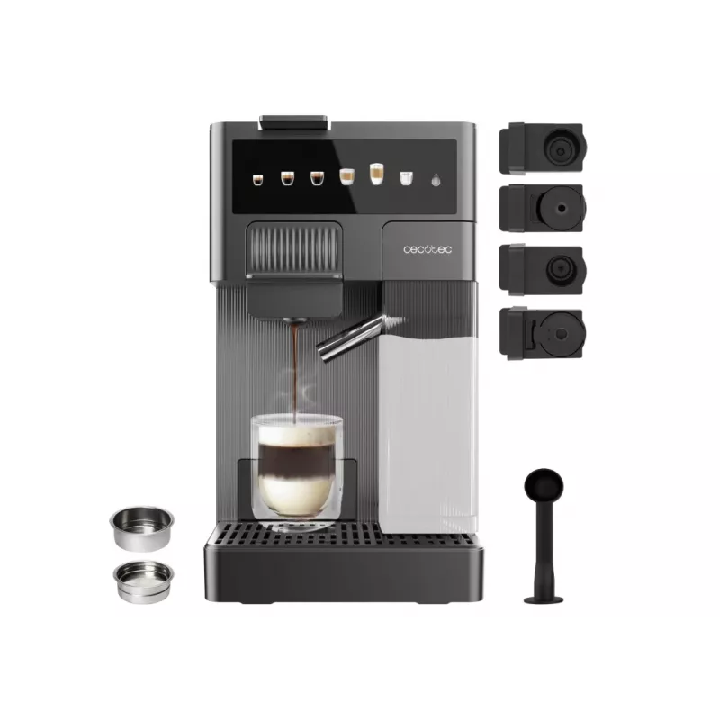 Cecotec FreeStyle Latte T Espresso Machine - 20 Bar Pump Pressure, Built-in Milk Frother, 1350 W, Grey