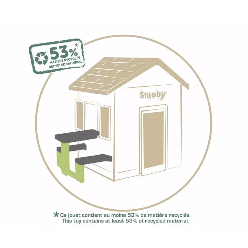 SMOBY Life Children's Picnic Table Green/Grey