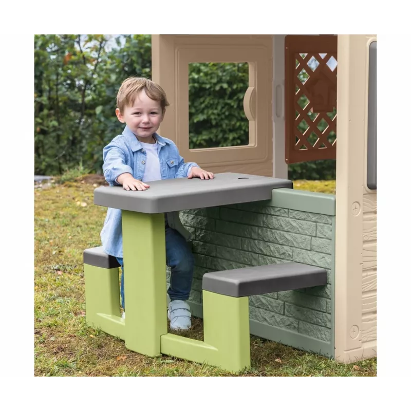 SMOBY Life Children's Picnic Table Green/Grey