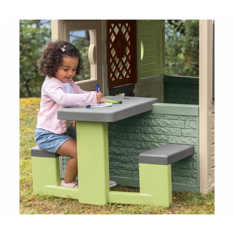 SMOBY Life Children's Picnic Table Green/Grey