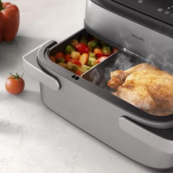 Philips 5000 Series NA565/02 Dual Basket Air Fryer 9.5 L 2750 W Black, Silver, Stainless Steel