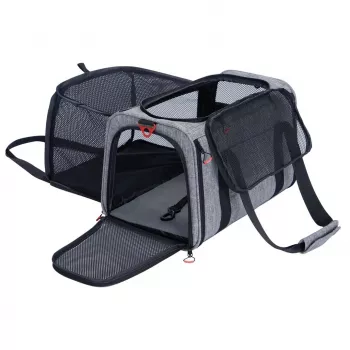 ZOLUX NOMAD L Expandable Pet Carrier 48×30.8×30.5 cm Grey/Black