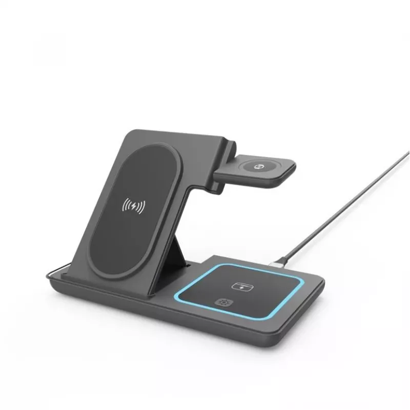 Gembird TA-WPC31S-01-BK 3-in-1 Foldable Wireless Charger Stand, 15W, Samsung Watch, Black