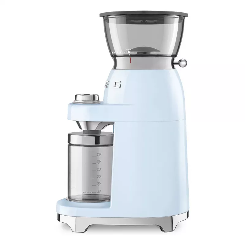 Smeg CGF03PBEU Coffee Grinder, 15 Grind Settings, 240g Bean Capacity, 150W, Pastel Blue