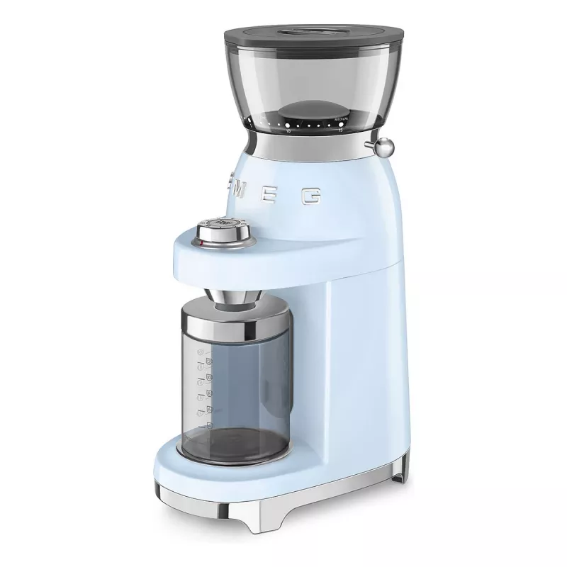 Smeg CGF03PBEU Coffee Grinder, 15 Grind Settings, 240g Bean Capacity, 150W, Pastel Blue