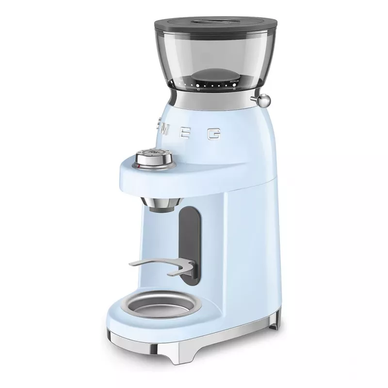 Smeg CGF03PBEU Coffee Grinder, 15 Grind Settings, 240g Bean Capacity, 150W, Pastel Blue