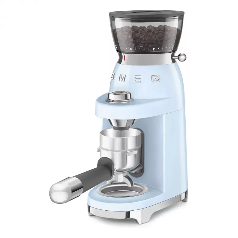 Smeg CGF03PBEU Coffee Grinder, 15 Grind Settings, 240g Bean Capacity, 150W, Pastel Blue