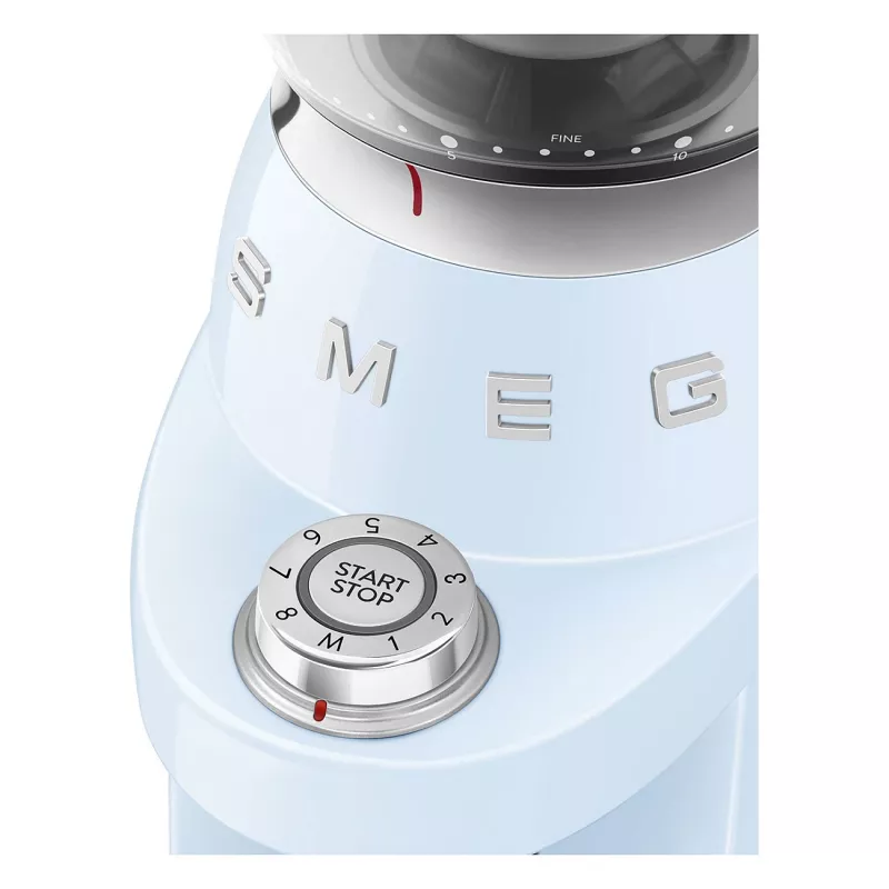Smeg CGF03PBEU Coffee Grinder, 15 Grind Settings, 240g Bean Capacity, 150W, Pastel Blue