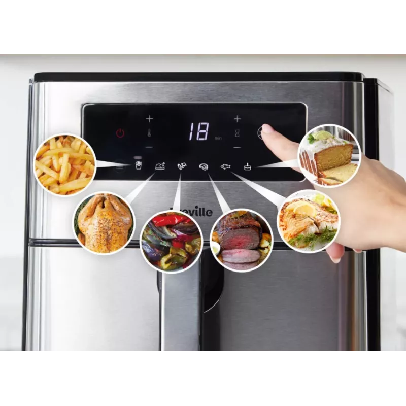 Breville VDF131X Oil-Free Air Fryer, 1.25 kg, 1400 W, Black/Silver