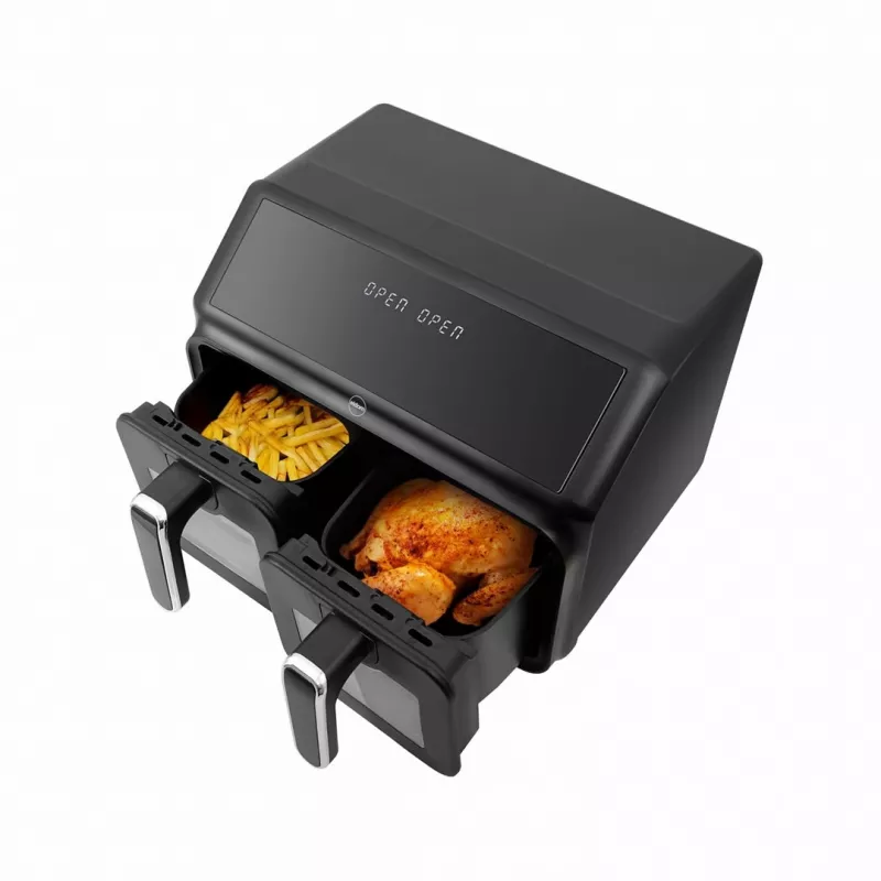 ELDOM FR210 DualCrisp Double Air Fryer, 2200 W, 8 L Capacity, LED Display, Black