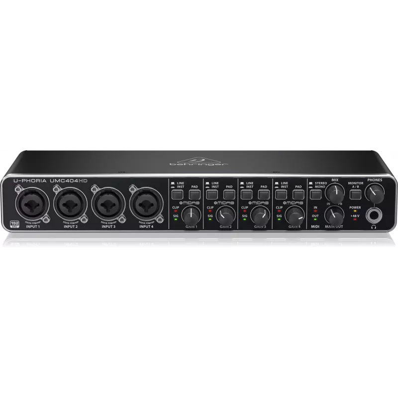 Behringer UMC404HD USB Audio Interface 4x4 24-bit/192 kHz with MIDAS Preamps