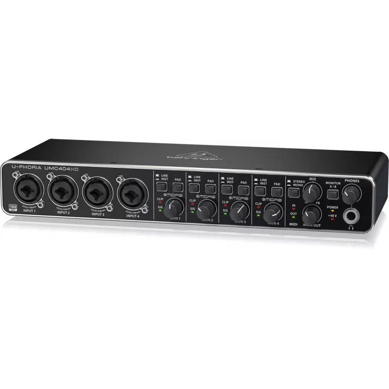 Behringer UMC404HD USB Audio Interface 4x4 24-bit/192 kHz with MIDAS Preamps