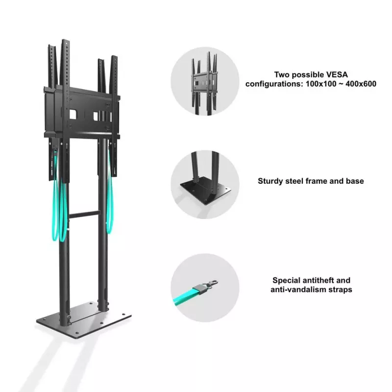 ONKRON FPRO2L-20-B Mobile TV Cart Stand for 55 inch-100 inch TVs, Black