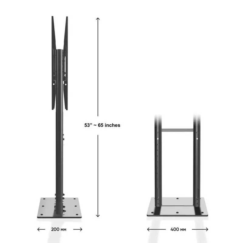 ONKRON FPRO2L-20-B Mobile TV Cart Stand for 55 inch-100 inch TVs, Black