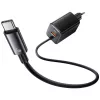 USAMS JC Series CC266 65W GaN Fast Charger with Built-in USB-C Cable, Black