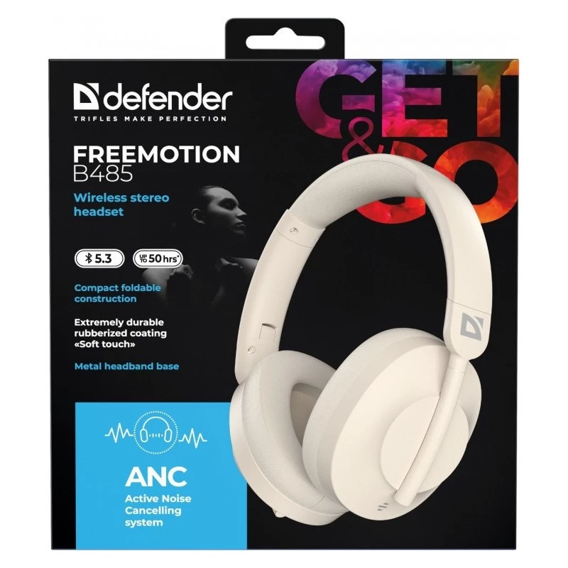 Defender Bluetooth Headphones Freemotion B485 ANC Beige